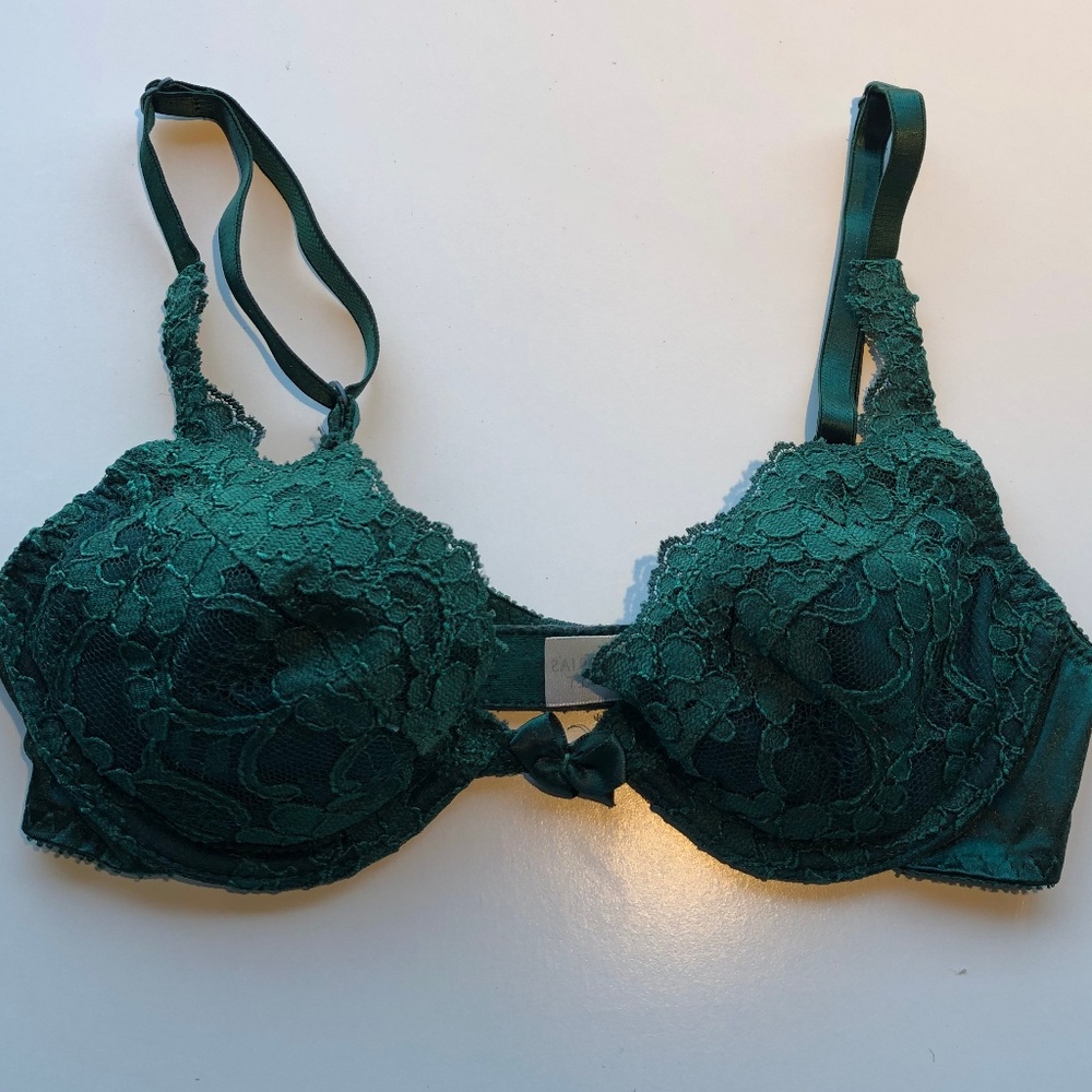 Victoria's Secret Forest Green Lace Bra 32 B